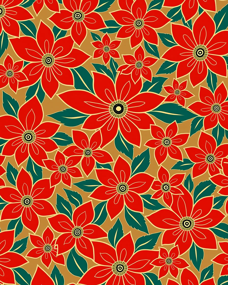 Bold Red Floral Pattern Design Rug