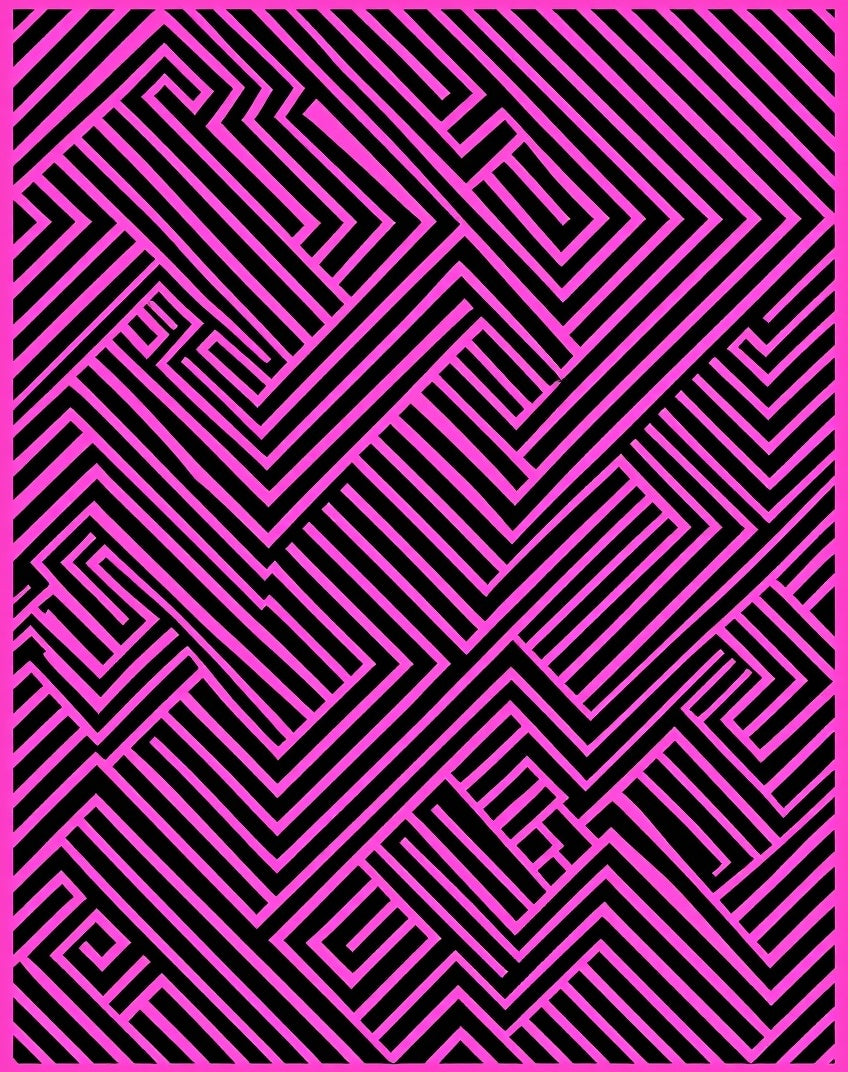 Graphic Maze Stripe Pattern Rug