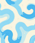 Flowing Blue Brushstroke Pattern Rug