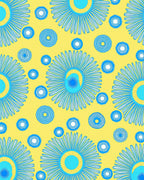 Bright Yellow Abstract Floral Pattern Rug