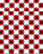 Red Black White Geometric Intersecting Pattern Rug