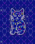 Cute Cat String Lights Pattern Rug