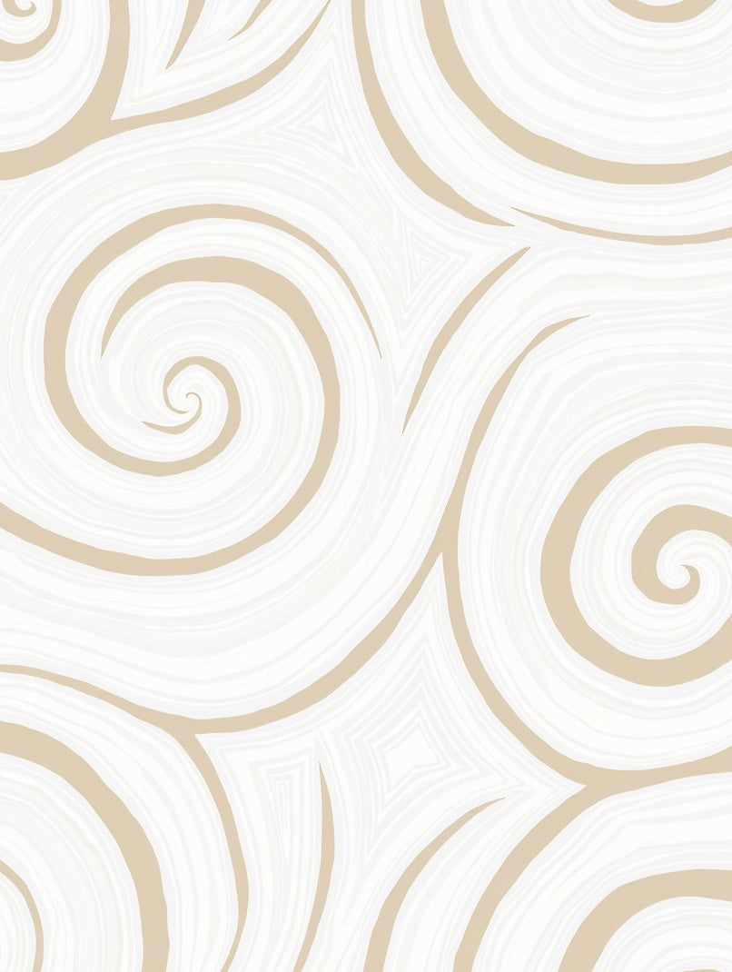 Abstract Swirls Beige White Design Rug