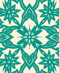 Teal And Cream Geometric Floral Pattern Rug