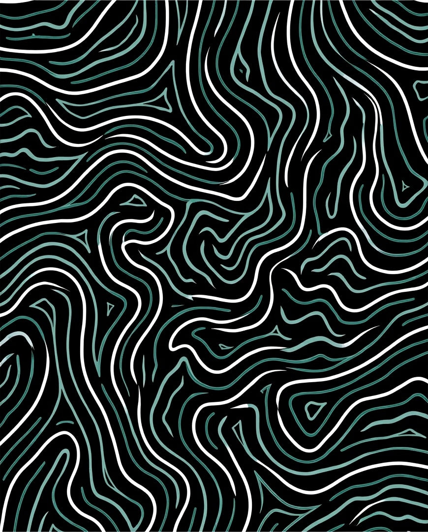 Abstract Teal White Wavy Lines Rug