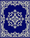 Navy Cream Elaborate Floral Design Rug