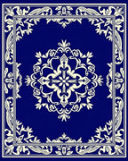 Navy Cream Elaborate Floral Design Rug