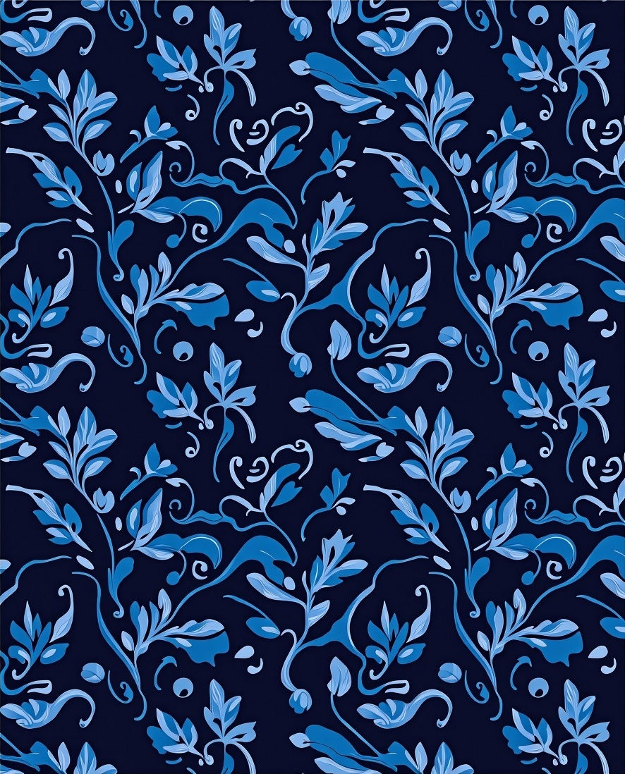 Blue Floral Vine Pattern Rug
