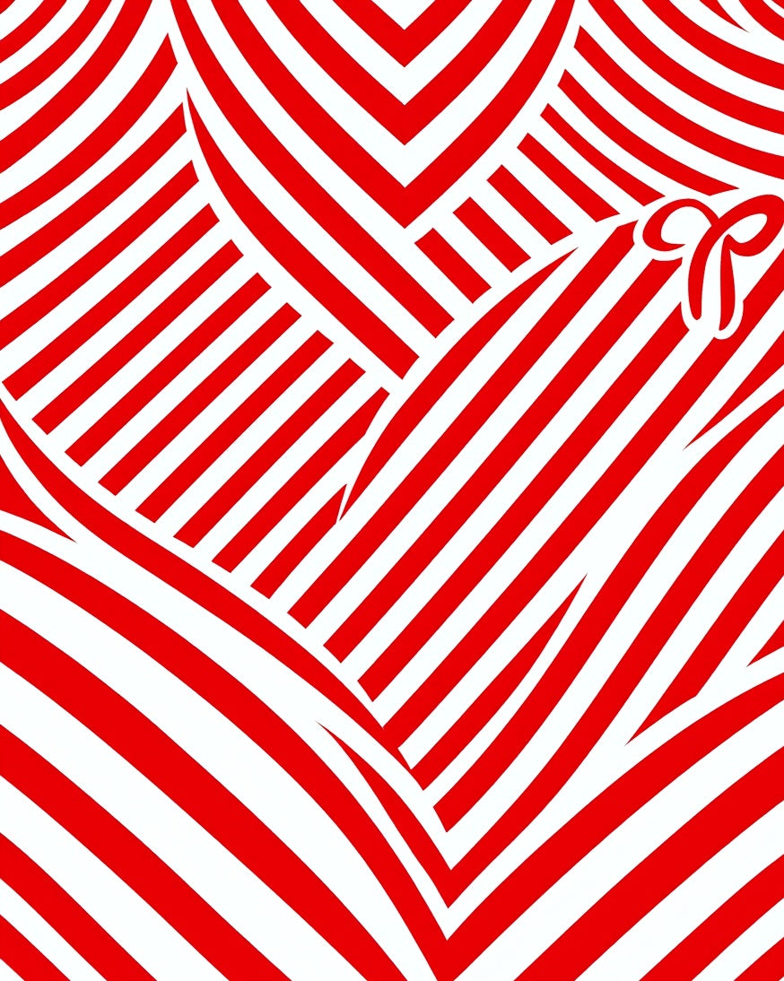 Red White Bold Stripe Pattern Rug