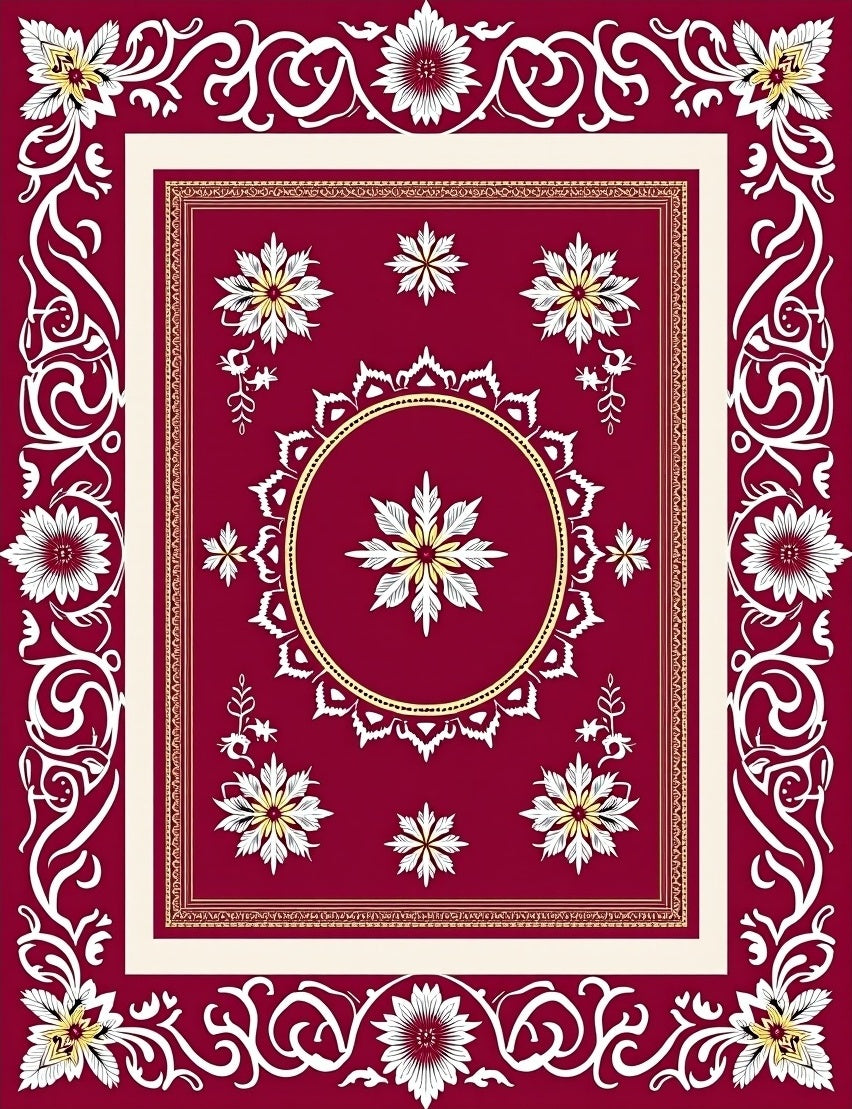 Ornate Floral Medallion Design Rug
