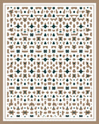 Teal And Tan Intricate Geometric Rug