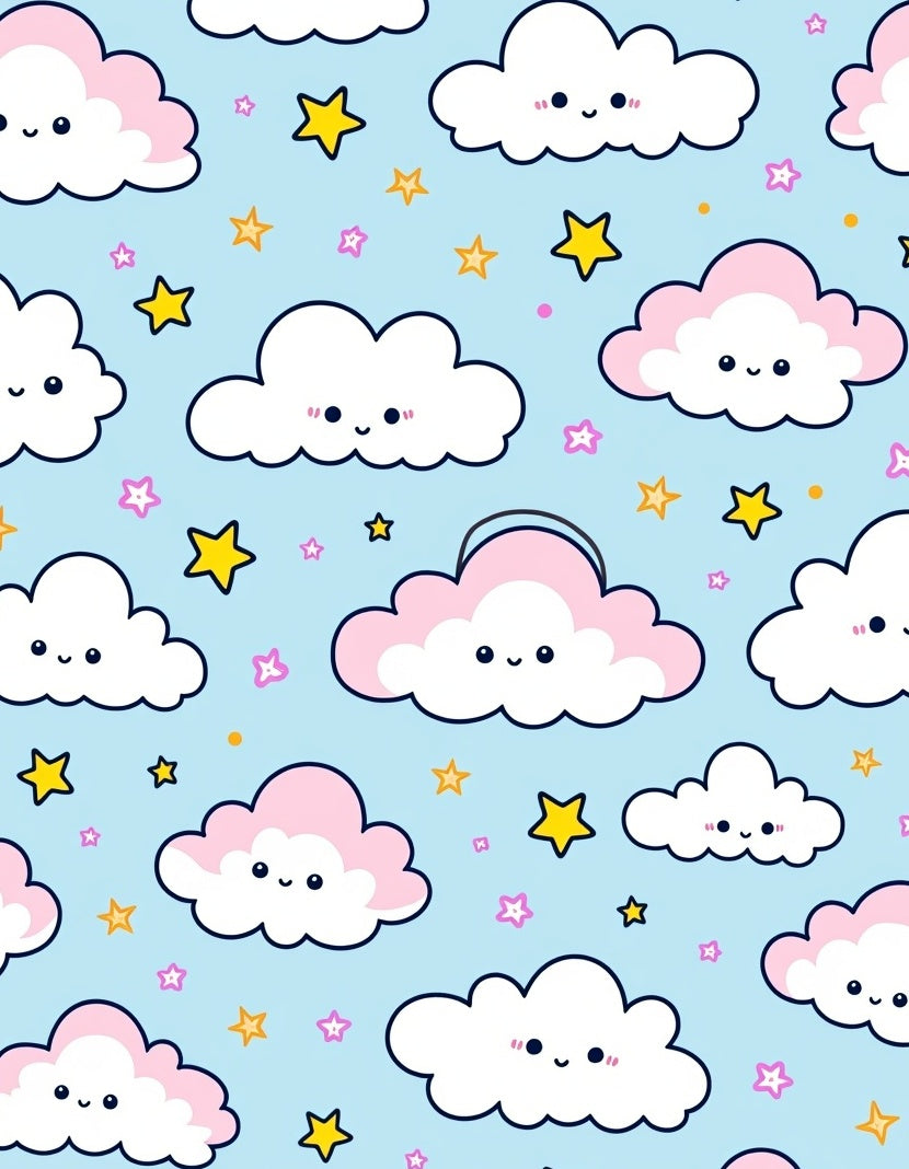 Cute Cloud Star Pattern Design Rug