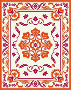 Ornate Floral Medallion Design Rug
