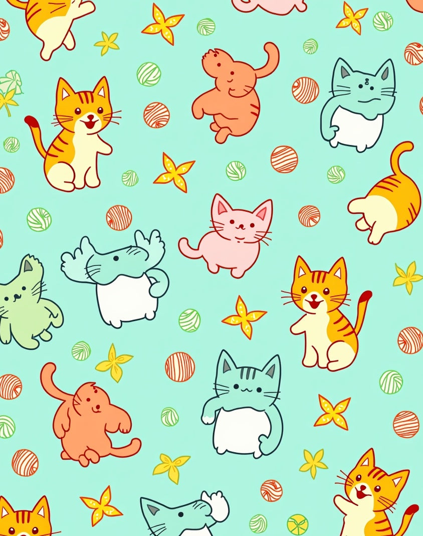 Cute Cats And Stars Pattern Rug