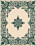 Elegant Emerald Green Floral Scroll Rug