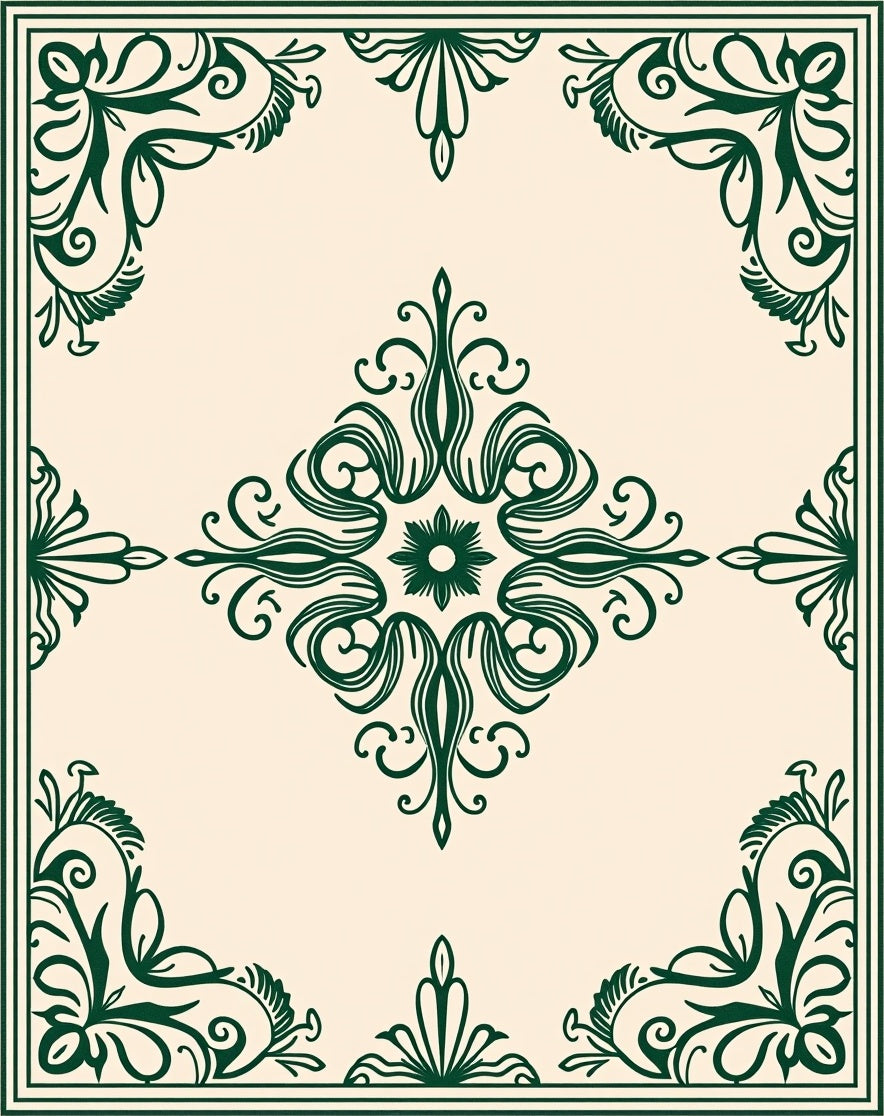 Elegant Scrollwork Frame Design Rug