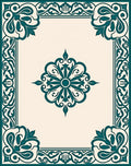 Ornate Teal Mandala Geometric Pattern Rug