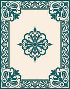 Ornate Teal Mandala Geometric Pattern Rug
