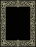 Ornate Scrollwork Black Cream Border Rug