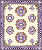 Purple Gold Floral Medallion Border Rug