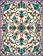 Ornate Floral Vine Medallion Pattern Rug