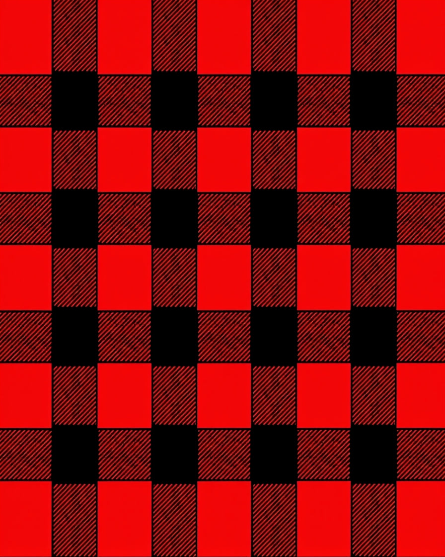 Bold Red Black Checkered Pattern Rug