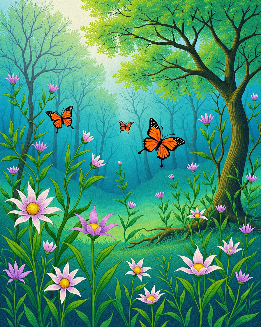 Enchanted Forest Butterfly Meadow Rug