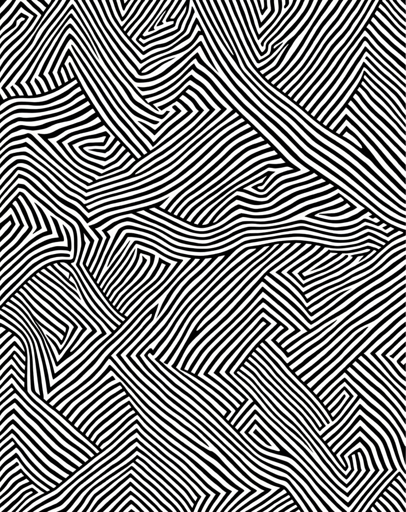 Abstract Black White Zigzag Pattern Rug