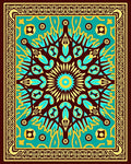 Retro Geometric Sunburst Mandala Design Rug