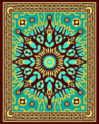 Retro Geometric Sunburst Mandala Design Rug