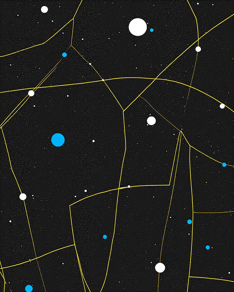 Cosmic Yellow Constellation Pattern Rug