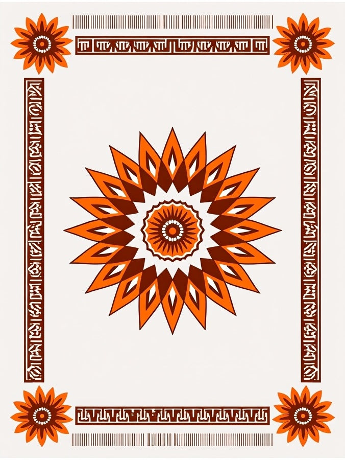 Geometric Sunburst Tile Frame Rug
