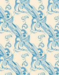 Flowing Blue Cream Floral Pattern Rug