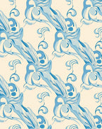 Flowing Blue Cream Floral Pattern Rug