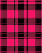Bold Pink Black Plaid Pattern Rug