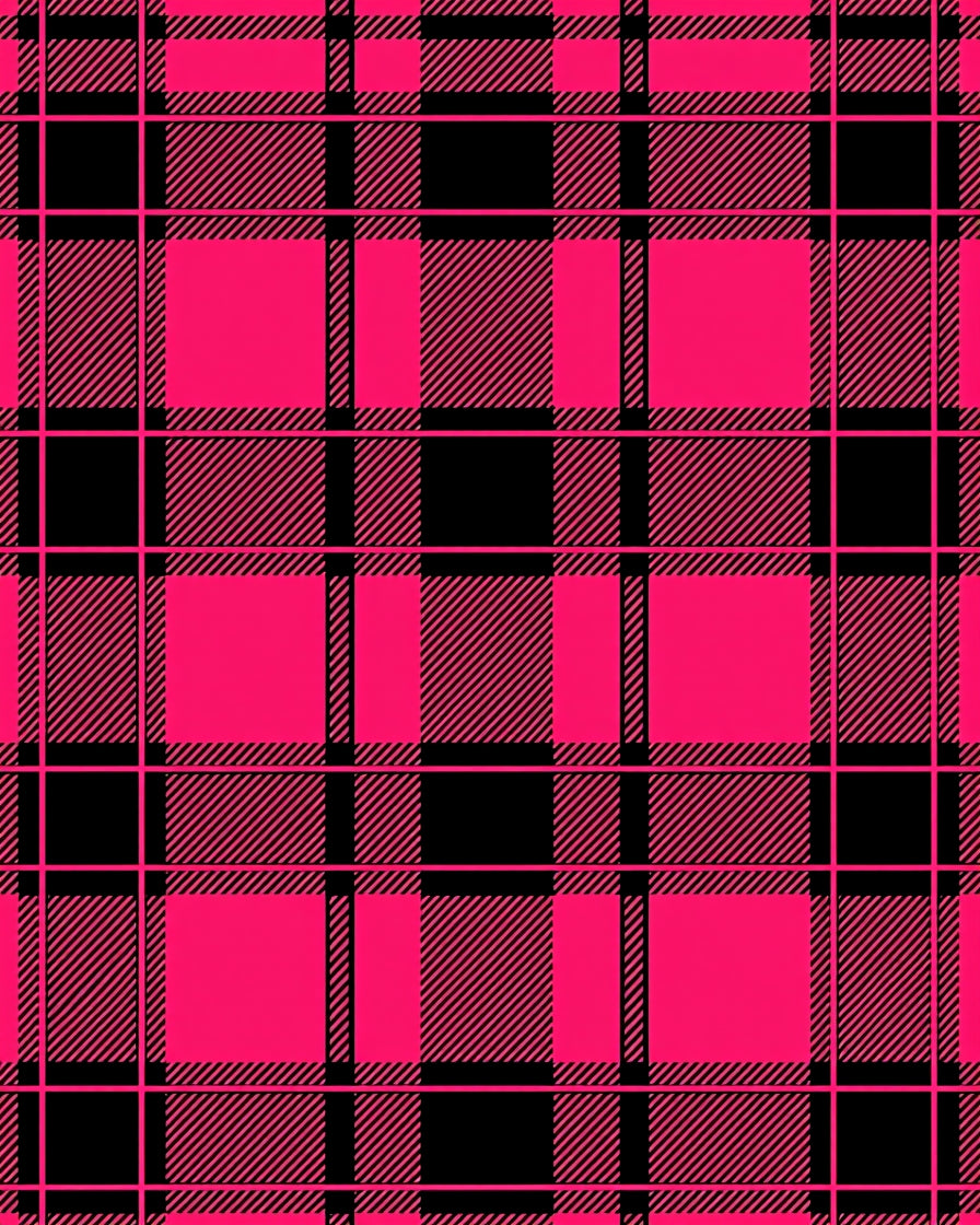 Bold Pink Black Plaid Pattern Rug