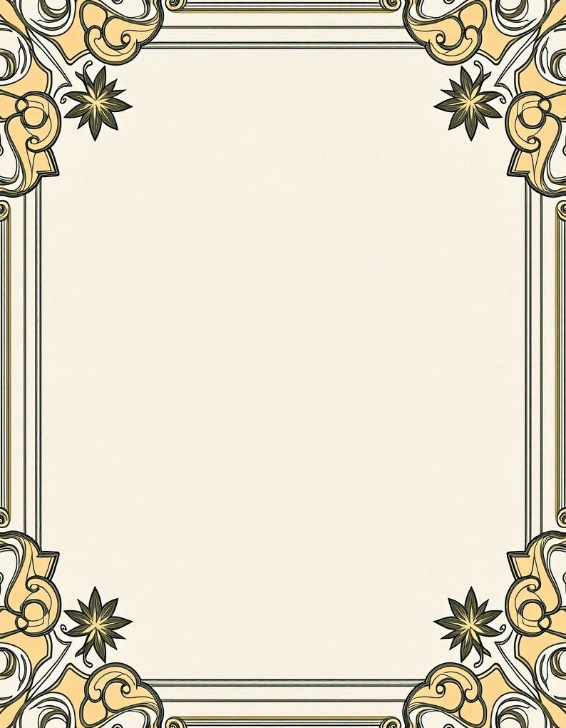 Art Nouveau Golden Flourish Star Border Rug