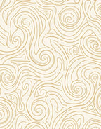 Cream Gold Swirl Abstract Pattern Rug