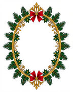 Ornate Green Foliage Red Bow Design Rug