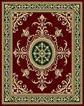 Ornate Burgundy And Gold Scroll Pattern Rug