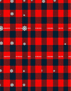 Red Black Plaid With Snowflakes Design Rug