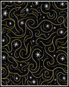 Black Yellow Swirling Starry Night Rug