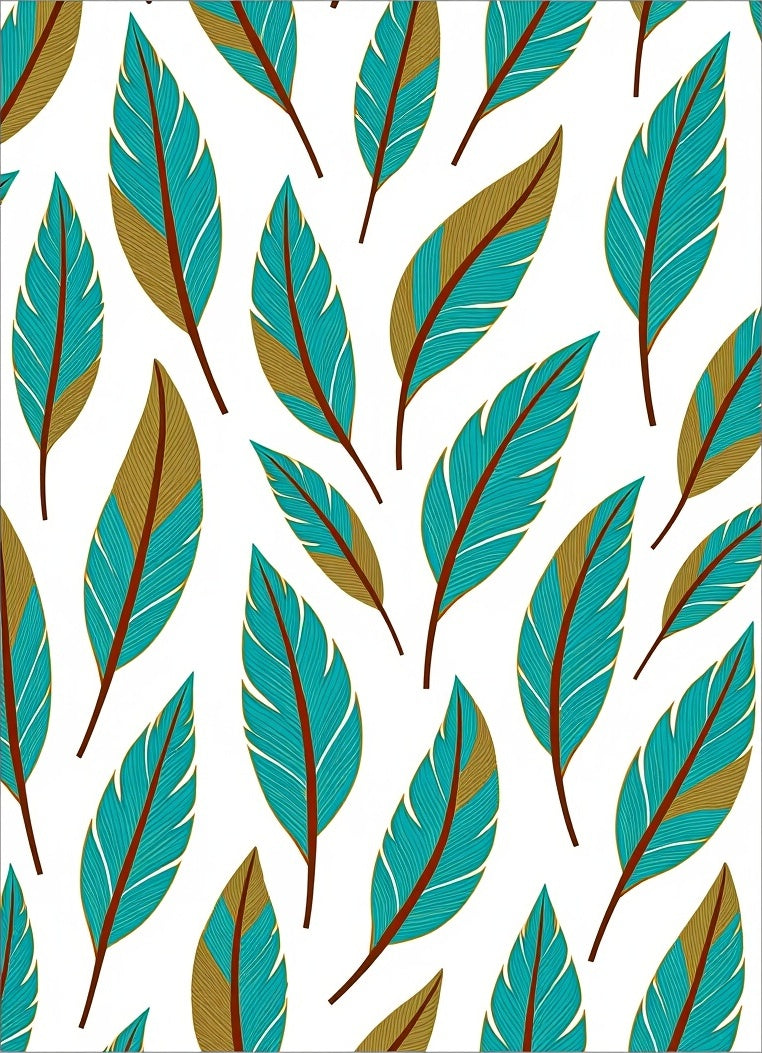 Turquoise Feather Pattern Design Rug