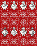 Snowman Snowflake Pattern Red Rug