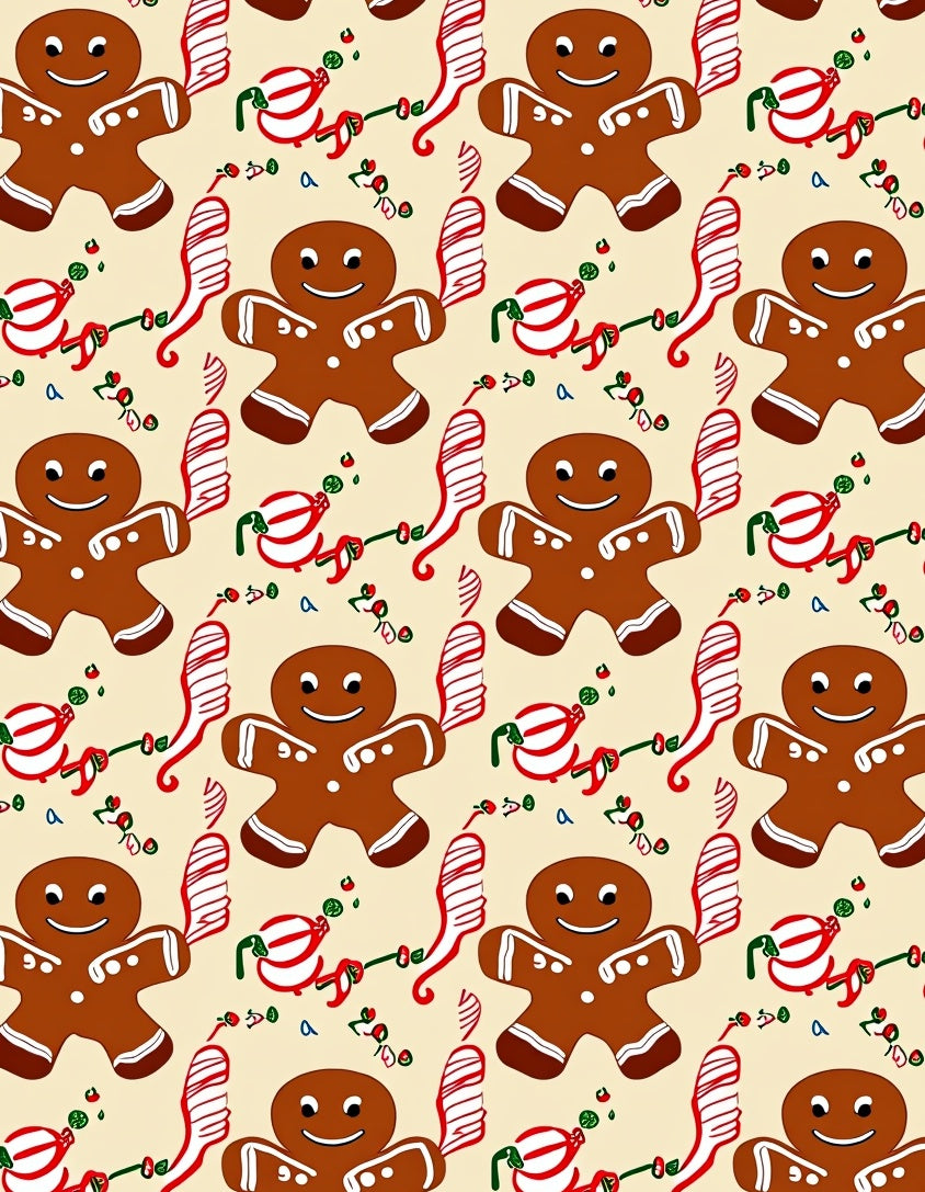 Whimsical Gingerbread Man Holiday Pattern Rug