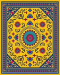 Vibrant Yellow Floral Intricate Art Rug