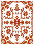 Ornate Floral Scrollwork In Red Rug