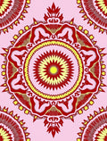 Red Yellow Sunburst Mandala Pattern Rug