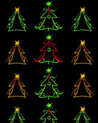 Whimsical Holiday Tree Line Art Rug