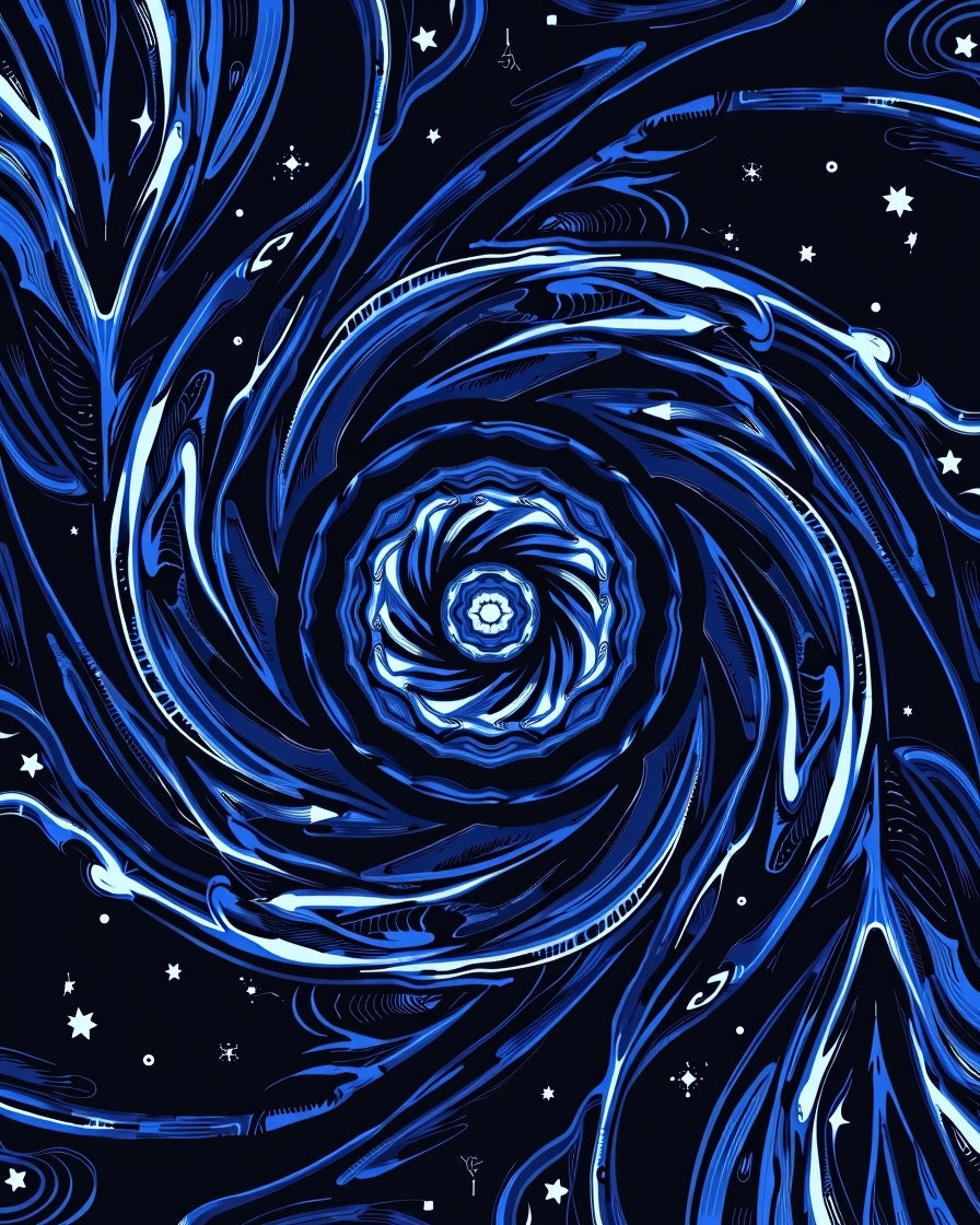Cosmic Swirl Dynamic Blue Patterns Rug